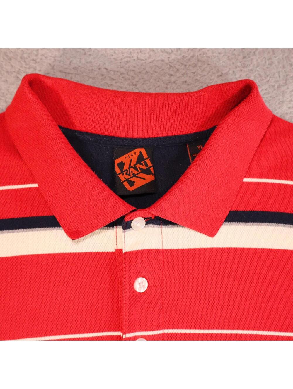 Polo Mens Size 3XL Red Striped VTG Y2K 90s 3XL Karl Kani - Picture 2 of 7